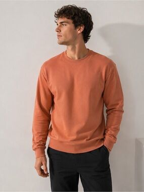Original Use Men’s Crewneck Sweatshirt Size Small Orange Minimalist Classic Cozy